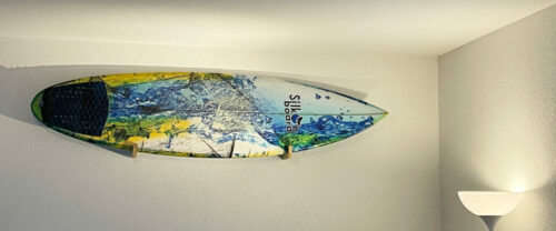 Accroches murales pour planche de surf horizontal fabrication france bois chêne